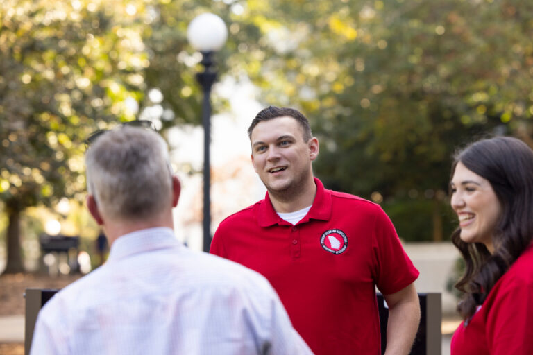 Student Veterans Association members outside.