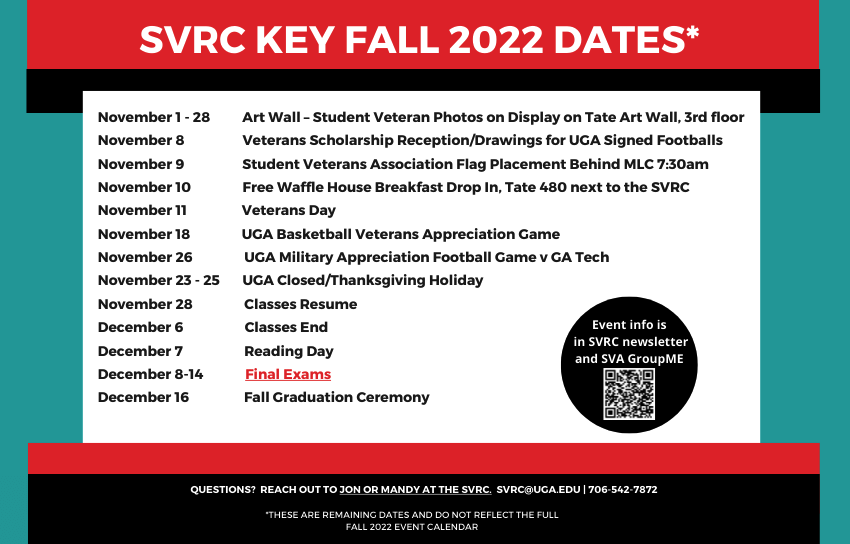 Student Veterans Fall 2022 Key Dates Student Veterans Resource Center