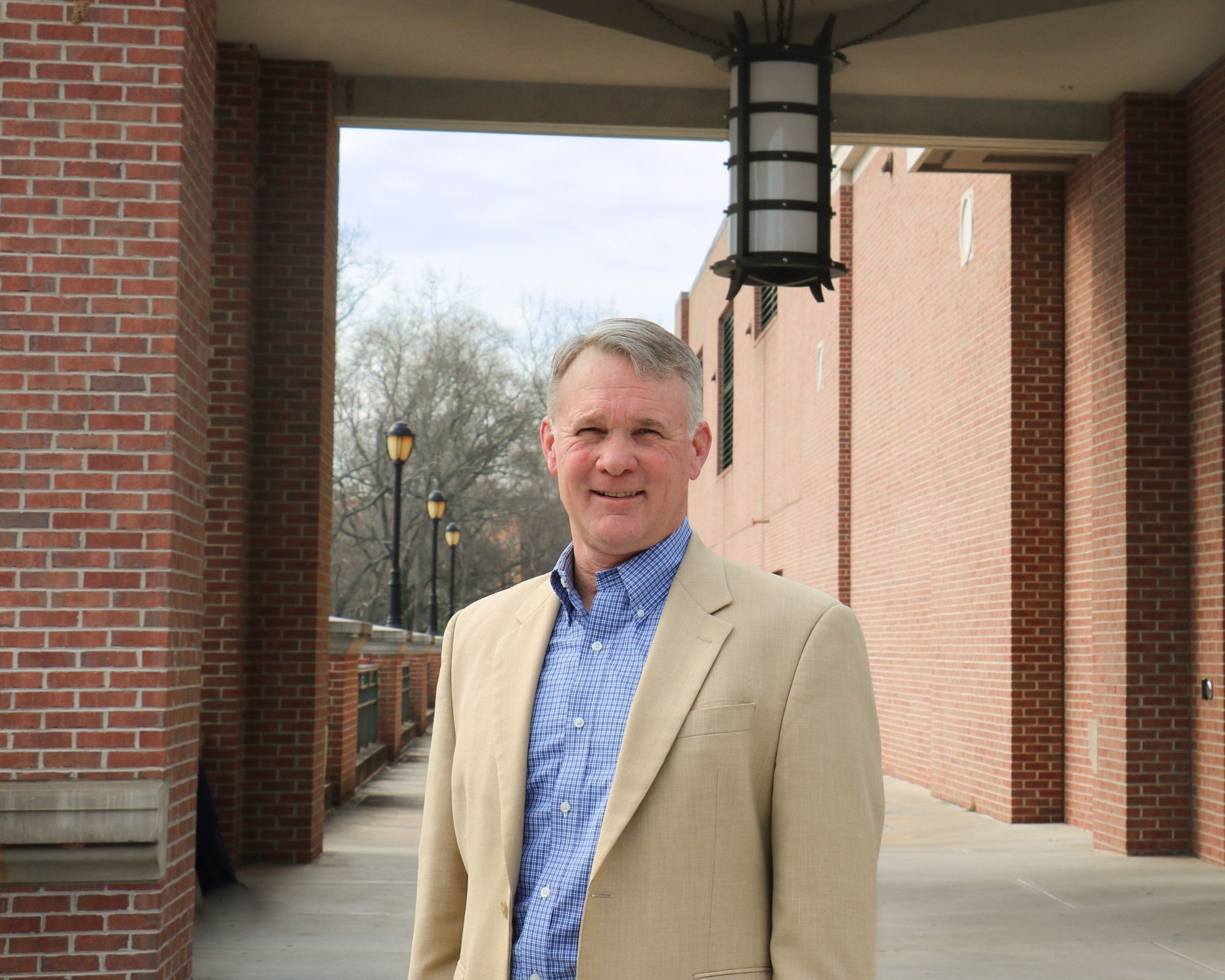 Jon Segars stands in front of Tate Student Center.